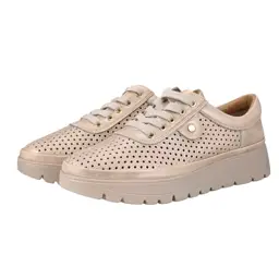 Sneakersy damskie skórzane ażurowe VINCEZA 79629 złote - zdjęcie 1