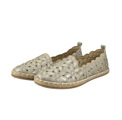 Damskie espadryle z kwiatowym wzorem 2417 złote - zdjęcie 5