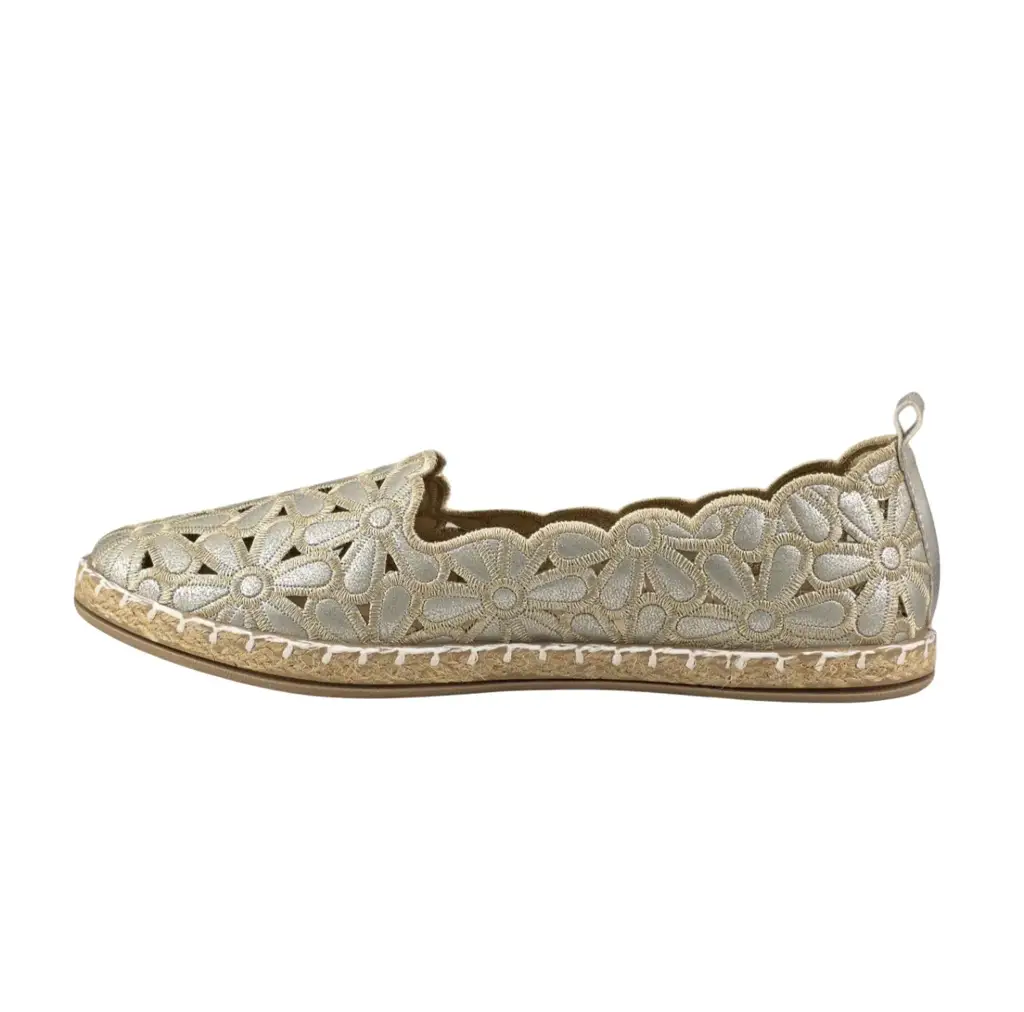 Damskie espadryle z kwiatowym wzorem 2417 złote - zdjęcie 2
