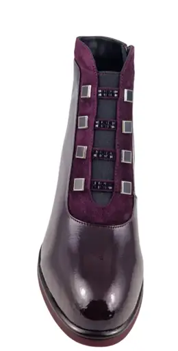 Botek damski skórzany na obcasie ESTETIC CR52-696 wine - zdjęcie 3