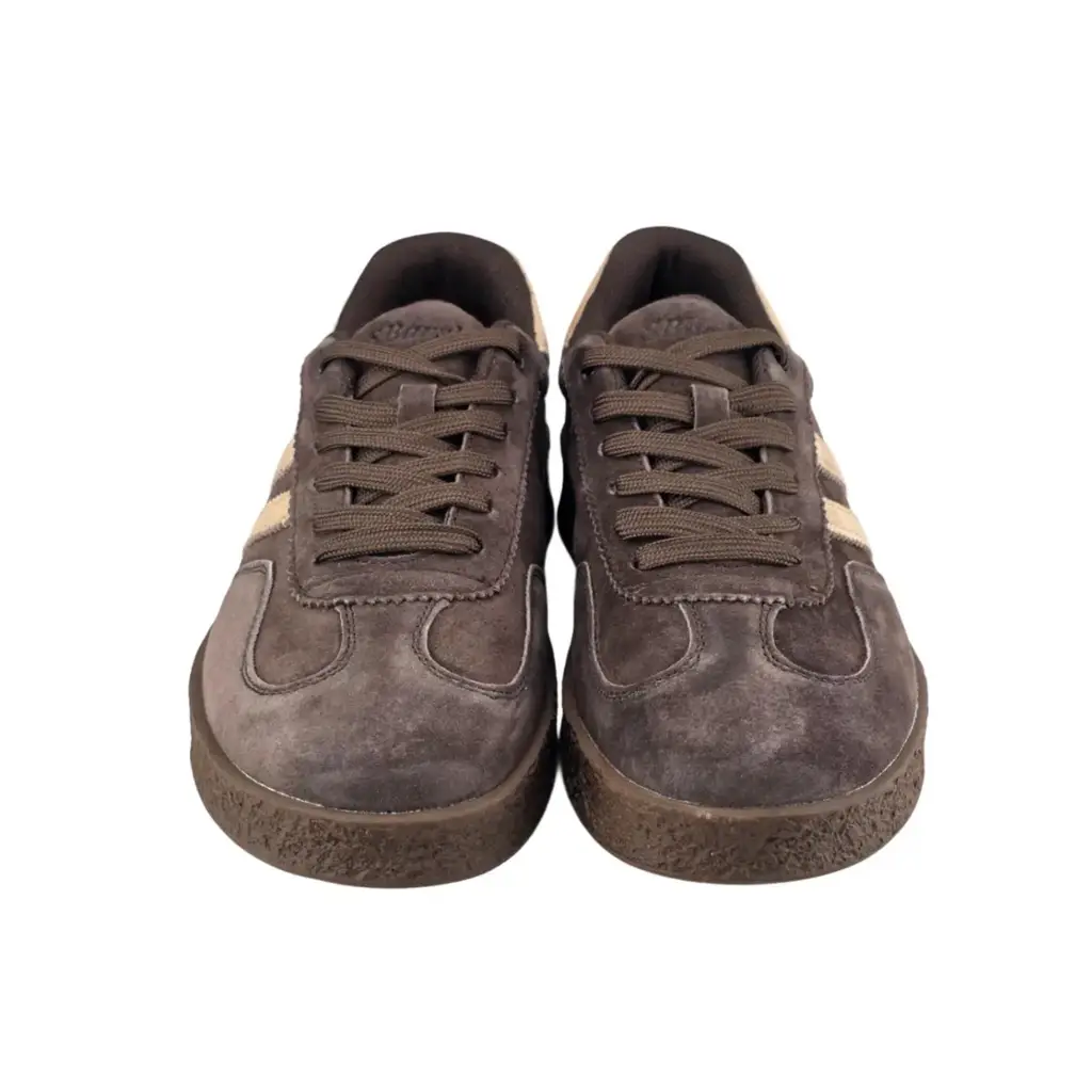 Skórzane sneakersy damskie zamszowe S.BARSKI 7113 czekoladowe - miniatura 4