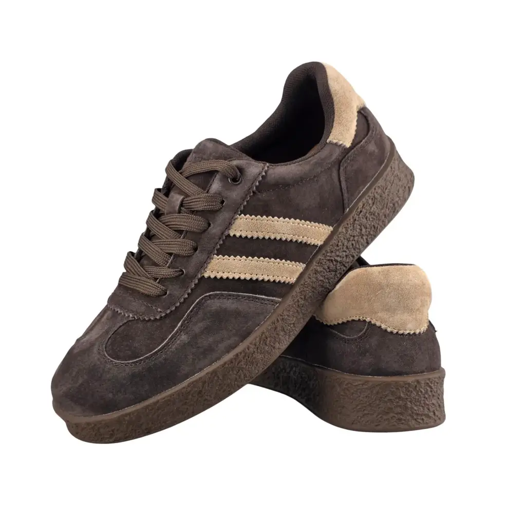 Skórzane sneakersy damskie zamszowe S.BARSKI 7113 czekoladowe - miniatura 5