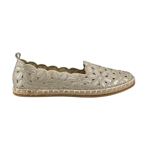 Damskie espadryle z kwiatowym wzorem 2417 złote - zdjęcie 1