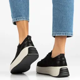 Skórzane sneakersy FILIPPO DP6795 Czarny