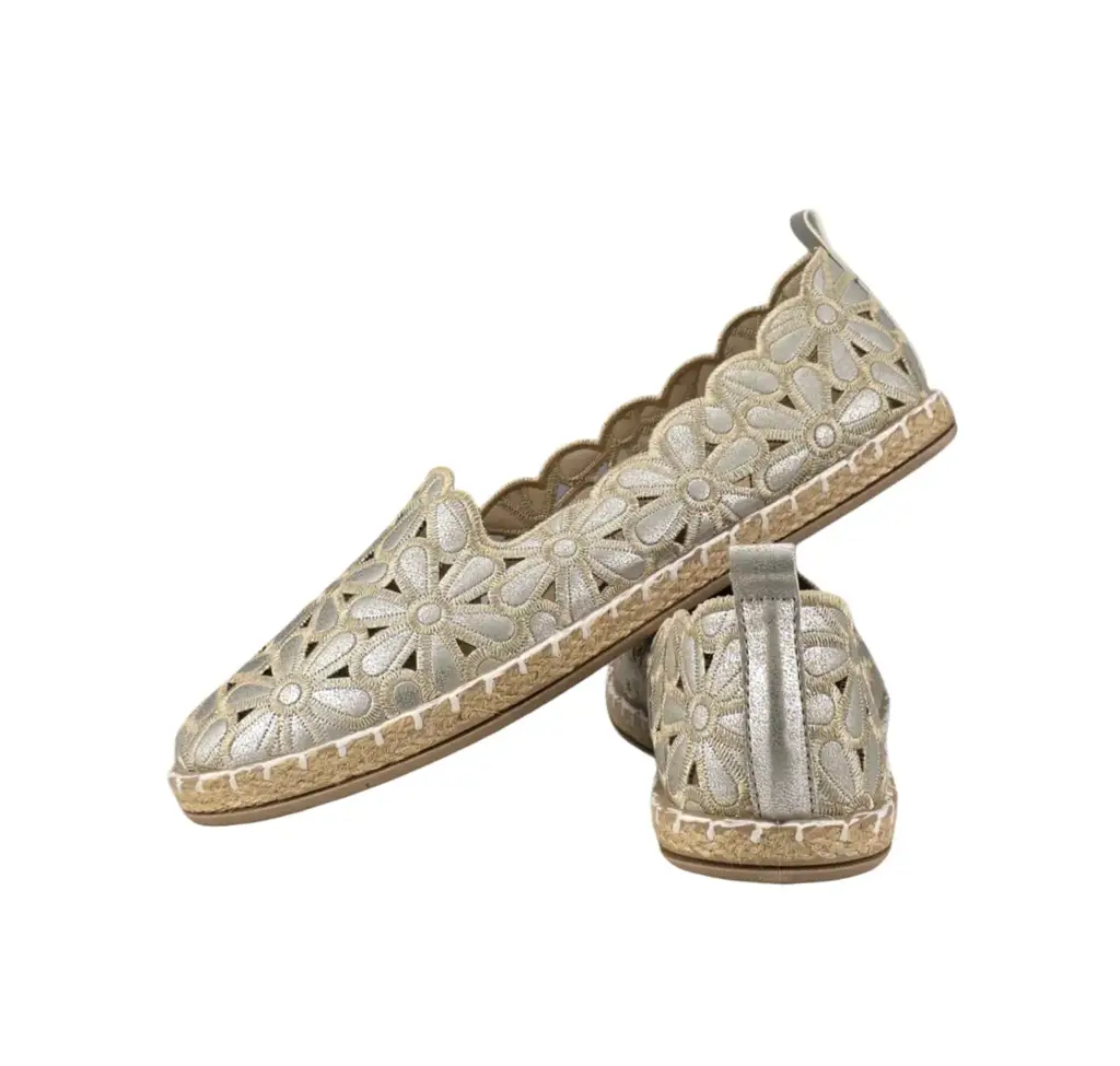 Damskie espadryle z kwiatowym wzorem 2417 złote - zdjęcie 6