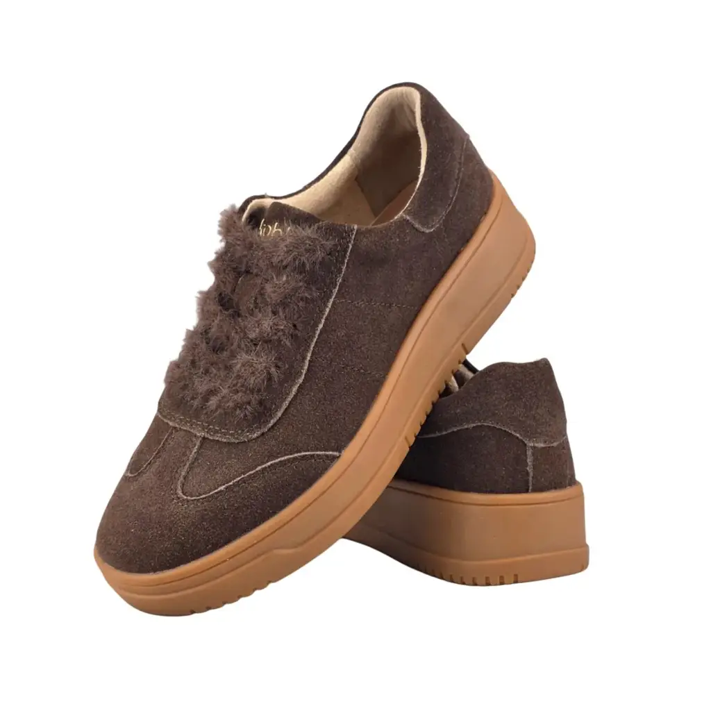 Sneakersy damskie skórzane KOBBO 79655 Brązowy - miniatura 3