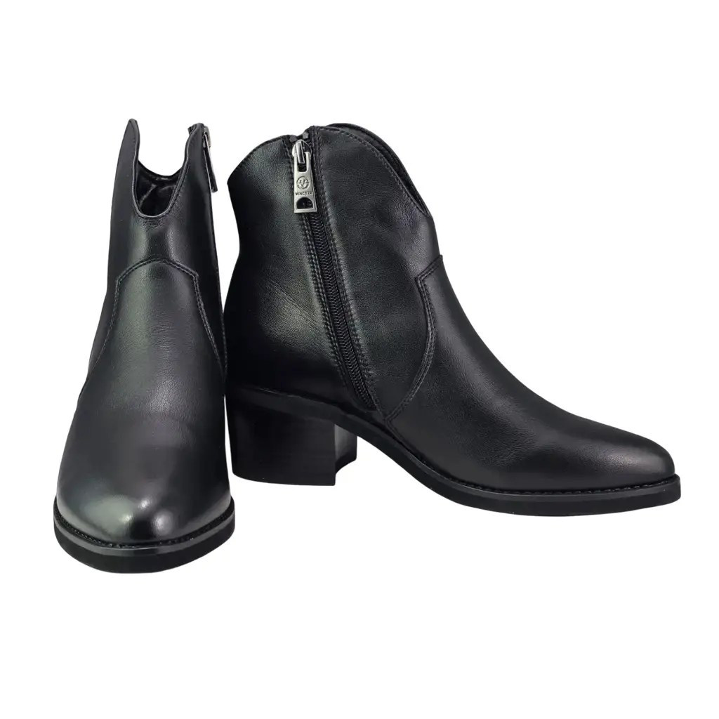 Botki damskie skórzane VINCEZA 133138 Czarny - miniatura 7