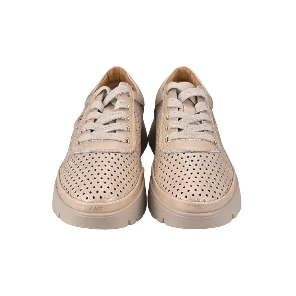 Sneakersy damskie skórzane ażurowe VINCEZA 79629 złote - zdjęcie 5