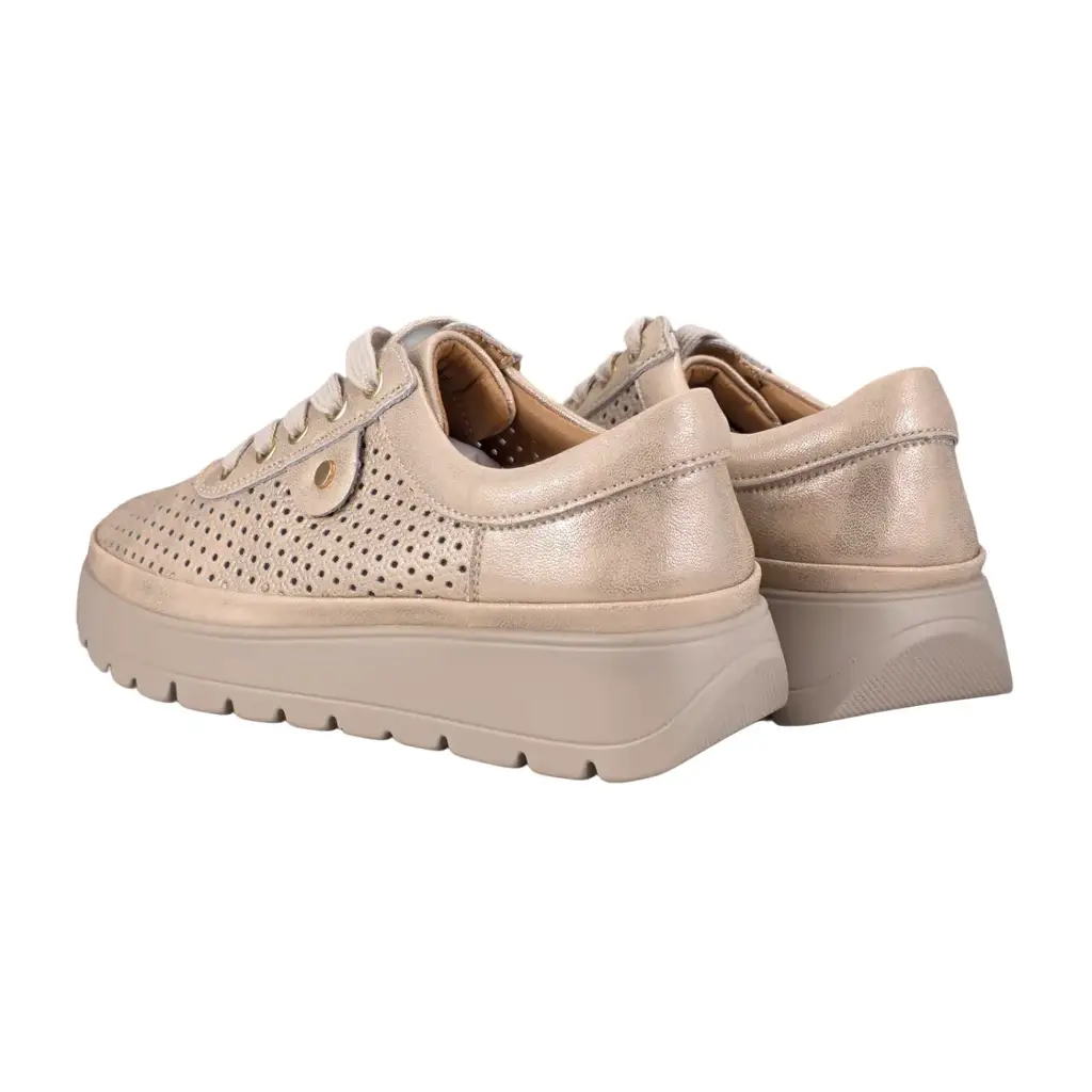 Sneakersy damskie skórzane ażurowe VINCEZA 79629 złote - zdjęcie 6
