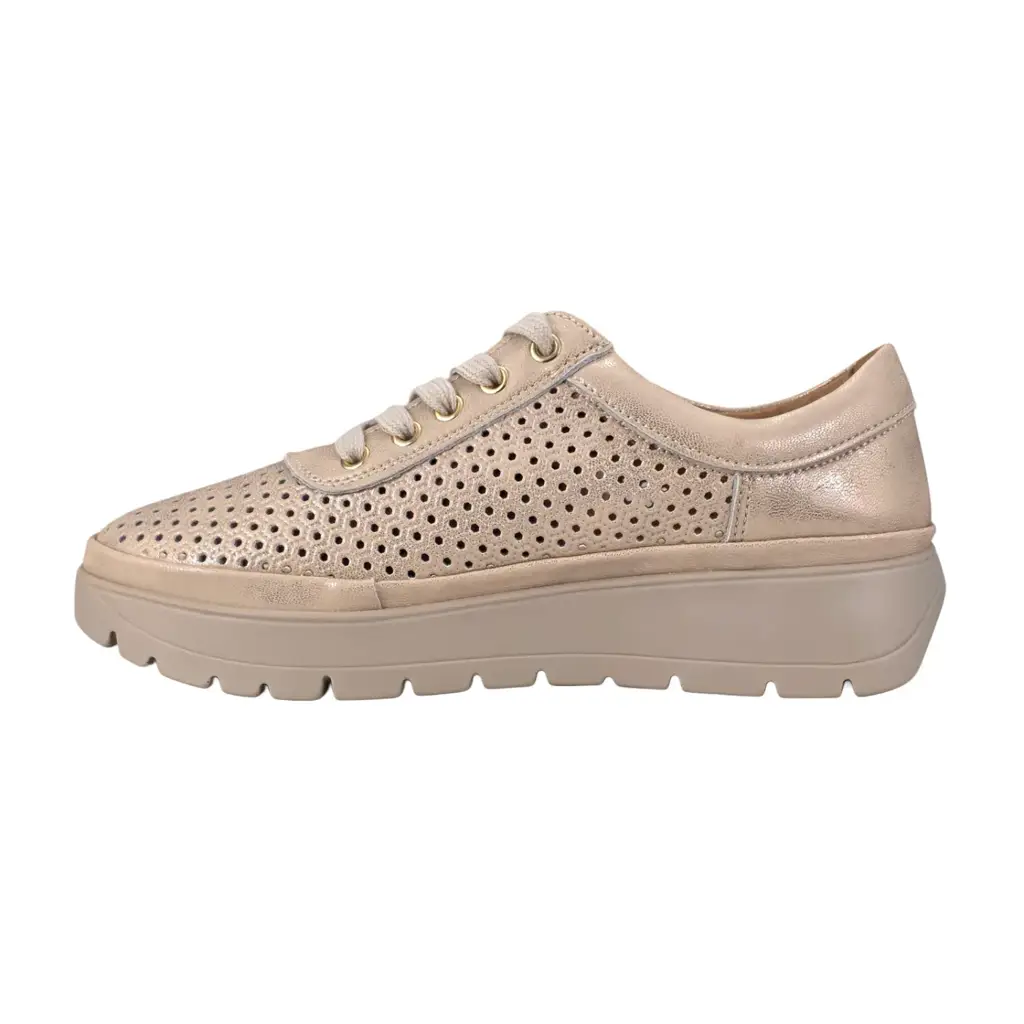 Sneakersy damskie skórzane ażurowe VINCEZA 79629 złote - zdjęcie 3