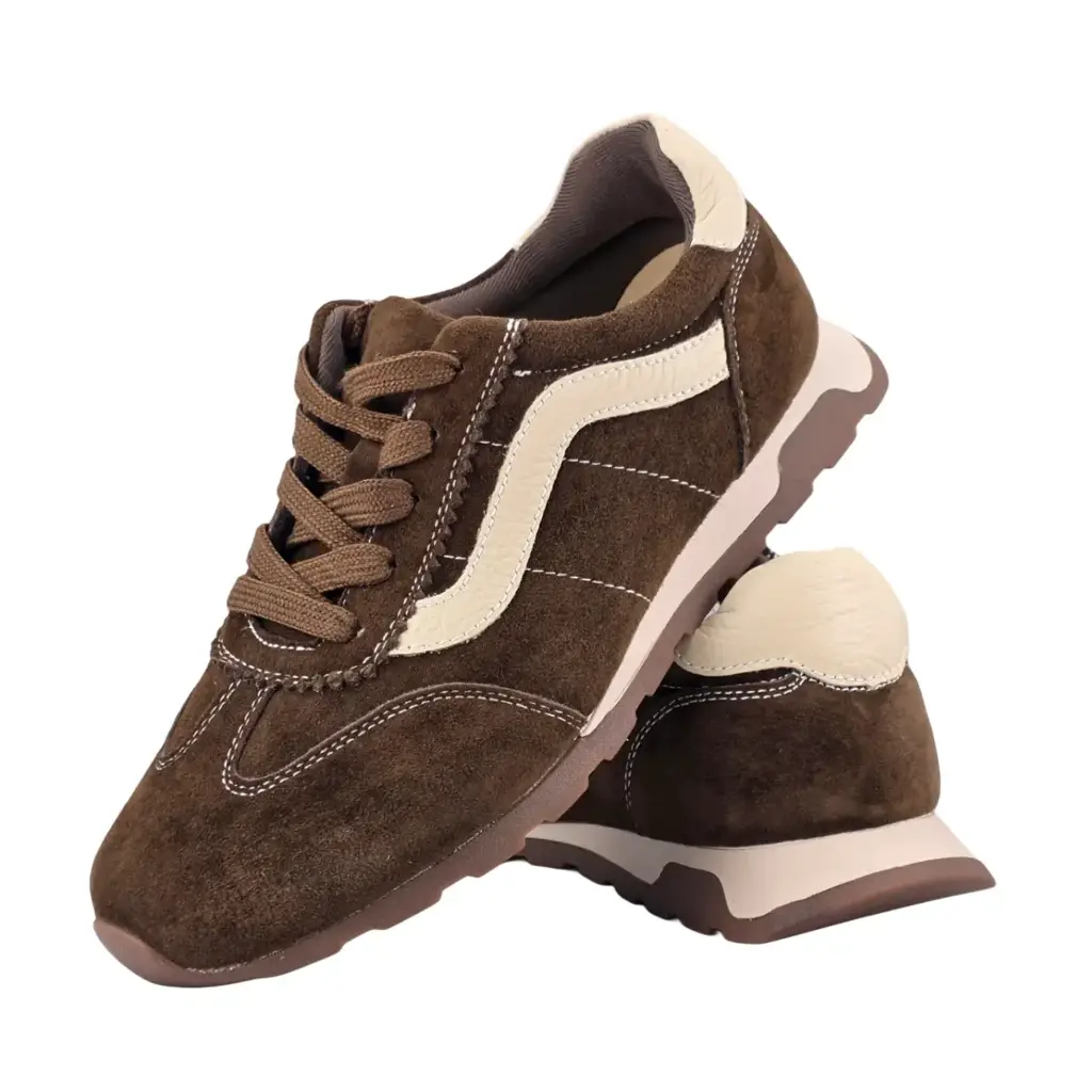 Sneakersy damskie skórzane VINCEZA 79638 czekolada skóra - zdjęcie 2