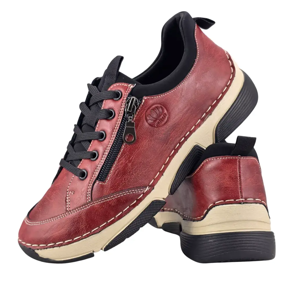 Sneakersy damskie UNISOFT 9916 burgundowe - zdjęcie 2