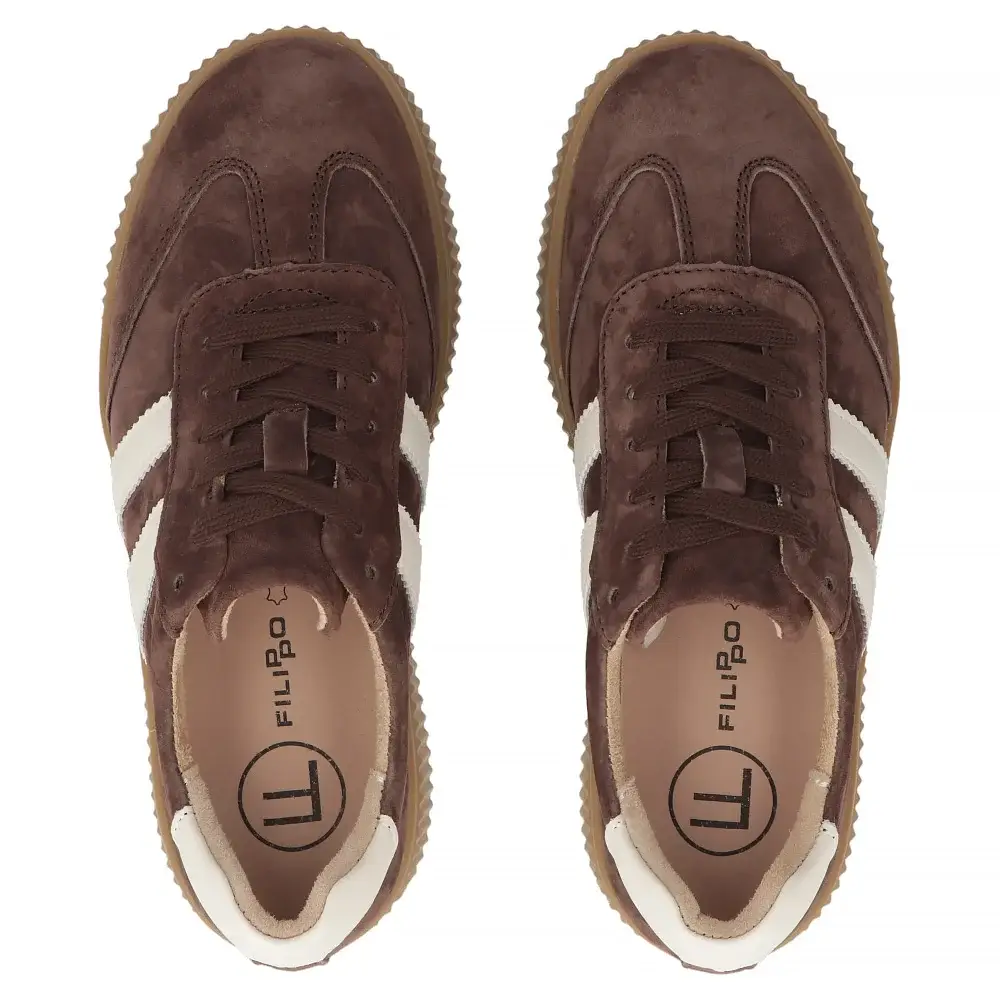 Sneakersy skórzane FILIPPO DP6776 c.brąz - zdjęcie 3