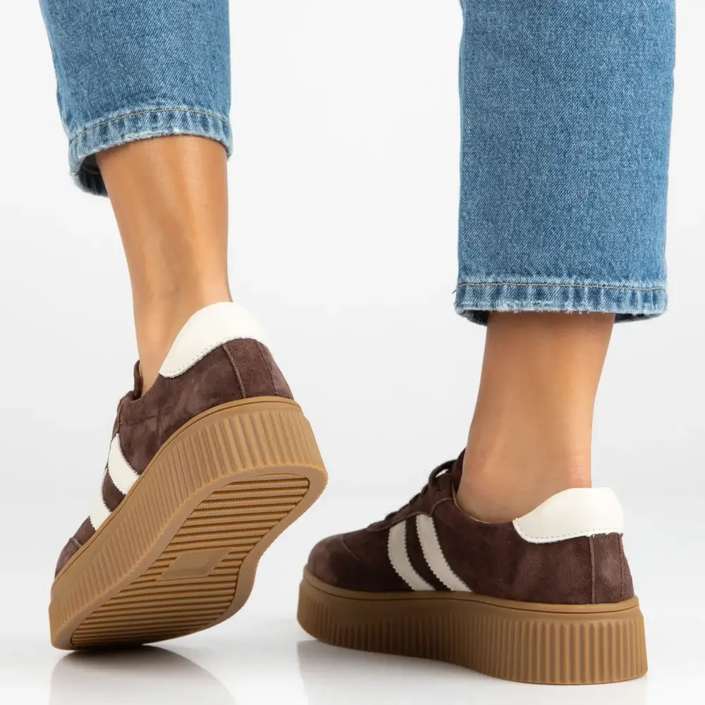 Sneakersy skórzane FILIPPO DP6776 c.brąz - zdjęcie 4