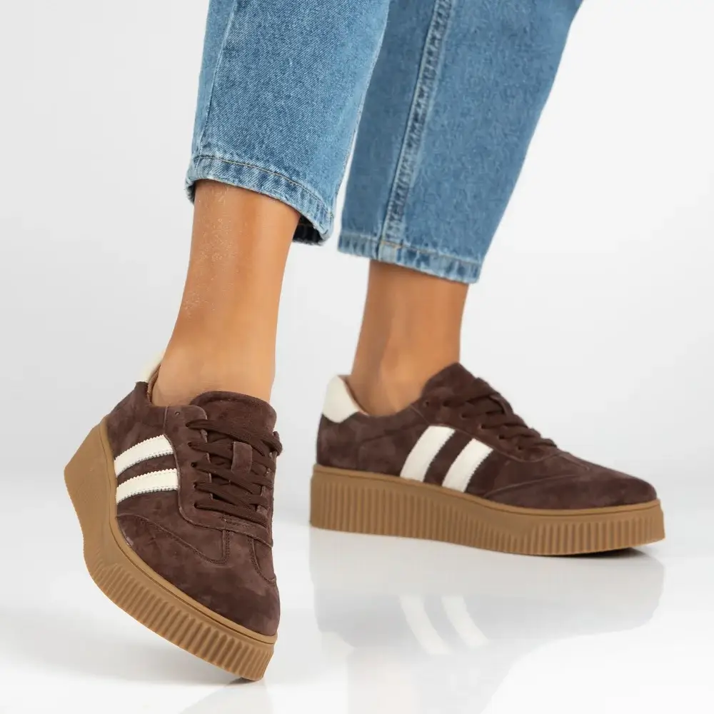 Sneakersy skórzane FILIPPO DP6776 c.brąz - zdjęcie 5